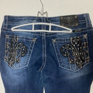 Miss Me Embellished Fleur-de-lis Jeans skinny 30